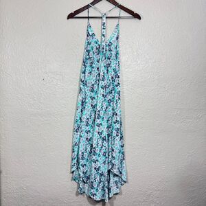 Midi Racerback Tank Dress Small Floral V Neck Tropical Beach Cruise Resortwear‎
